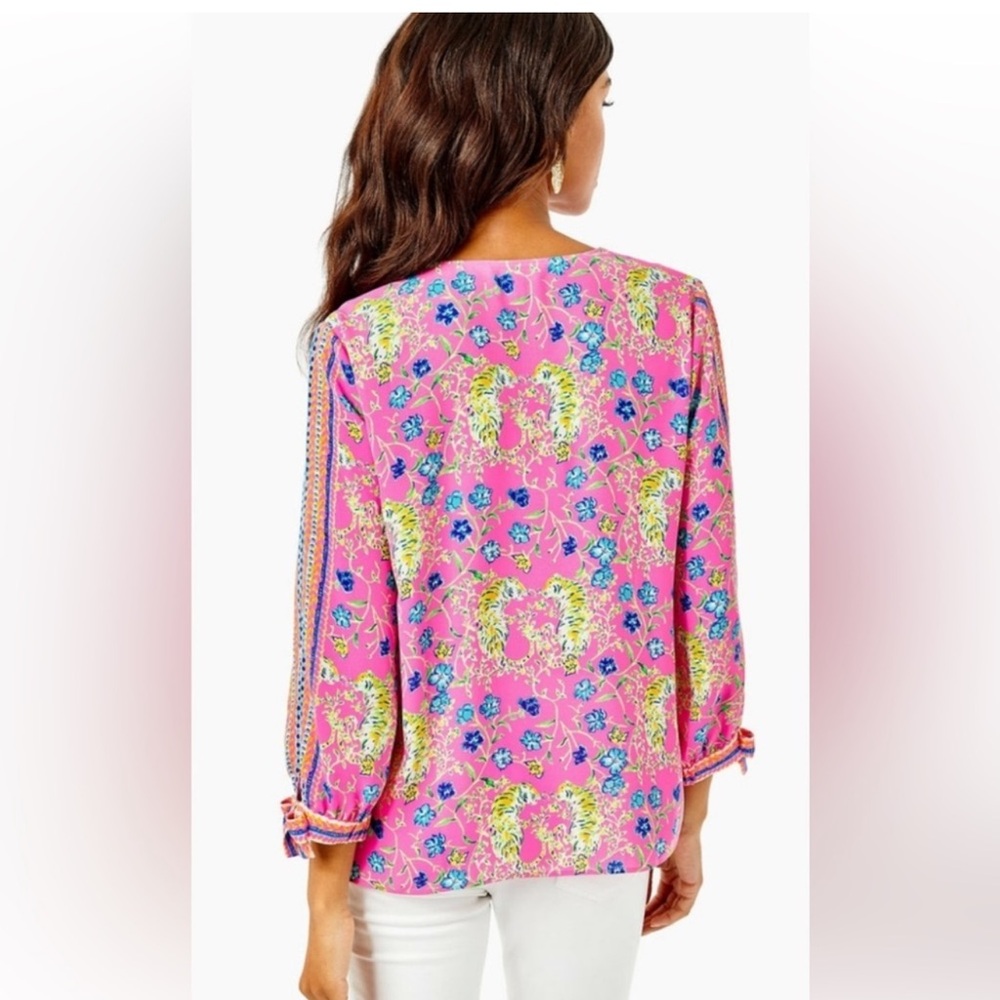 LILLY PULITZER Pamala blouse top Tigress Garden - Picture 2 of 6